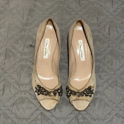 Сетчатые туфли-лодочки Oscar de la Renta с бисером и блестками - Изображение 1 из 4