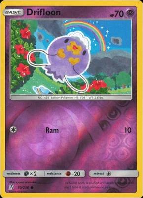 Pokemon - Drifloon #80/236 - SM - Unified Minds Reverse Holo - Image 1 of 2