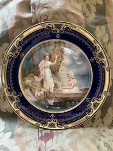Royal Vienna Hand Painted Gold Trimmed Porcelain Plate - Picture 1 of 4
