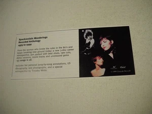 PAT BENATAR From the woman who broke the rules... 1999 promo trade advt - Afbeelding 1 van 1