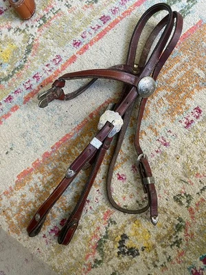 Moran Silver Show western Headstall used tack BRIDLE FREE SHIPPING - Image 1 of 4