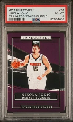 2021 Panini Impeccable Nikola Jokic #10 Stainless Stars Purple /49 PSA8 RARE 🔥 - Image 1 of 3