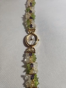 Vintage Prestige Ladies Quartz Watch with Green, Purple, and Clear Glass - Picture 1 of 8