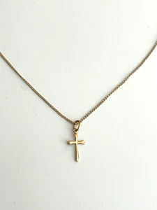 14 Karat Gelbgold Kreuz Anhänger & Kette Halskette - Bild 1 von 5