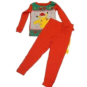 Pokémon Jungen Pikachu Weihnachten Pyjama Set - Größe 4 - Rot 2-teilig Nachtwäsche Neu mit Etikett - Bild 1 von 6