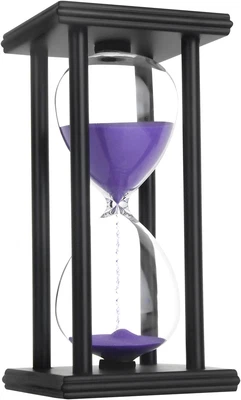Temporizador de arena con reloj de arena, temporizador de vidrio de arena de madera negra de 30/45/60 minutos para el hogar, escritorio Foto 1 de 4