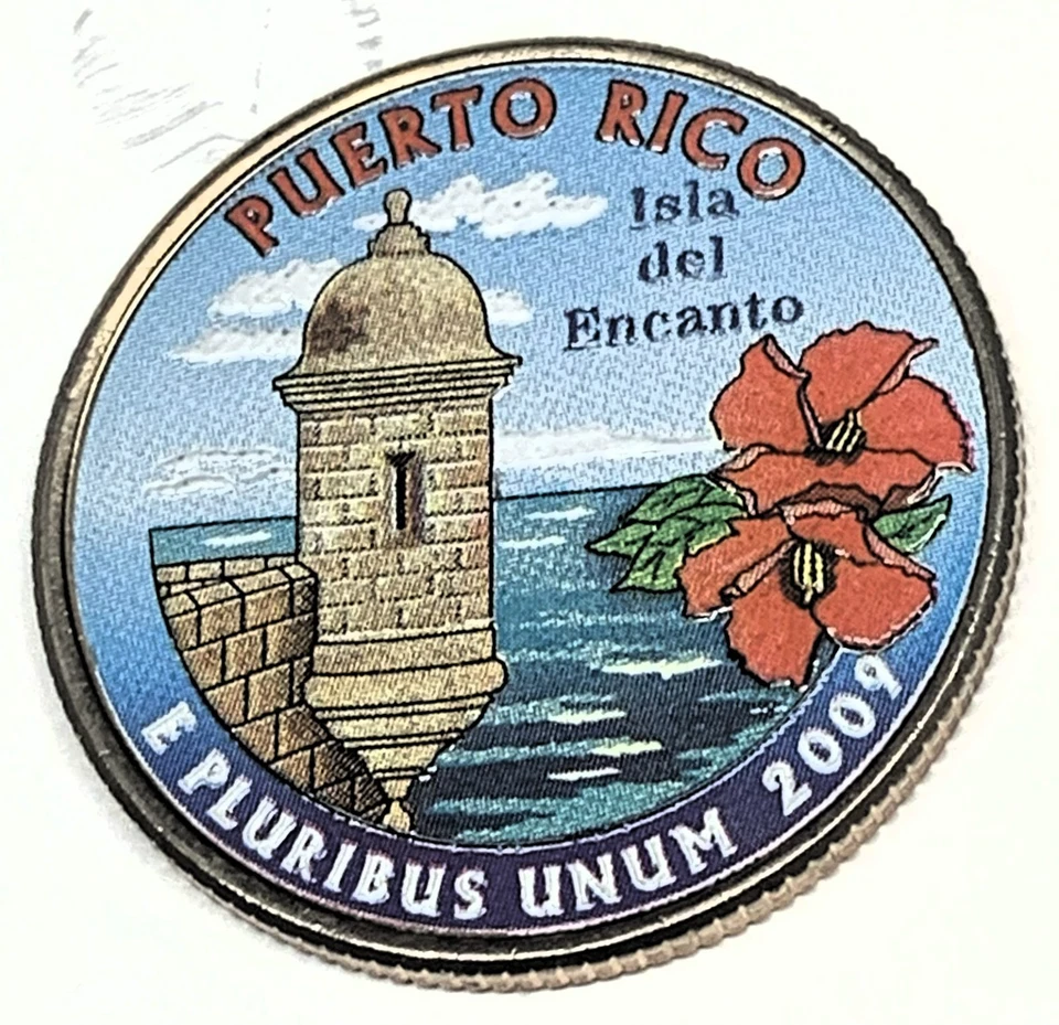 # C2849    PUERTO RICO   QUARTER  COIN,    COLORIZED     2009-D - Image 1 of 2