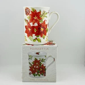Leonardo Collection Poinsettia Fine China Mug 10.5cm Boxed Christmas Gift - Picture 1 of 13