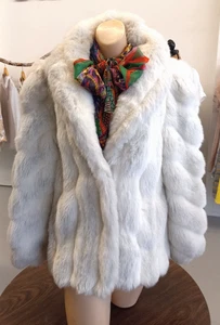 Vintage 80er Jordache Kunstfellmantel weiß Retro Mob Wife luxuriös 9/10 USA Jacke - Bild 1 von 11