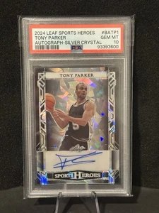 2024 Leaf Metal Sports Heros Tony Parker Silver Crystal Auto /12 - PSA 10 - Bild 1 von 2