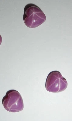 Opaque Star Ruby Heart 8x8 mm Cabochon Created 6 Rayed Stone 3 pieces Lot - Image 1 of 4