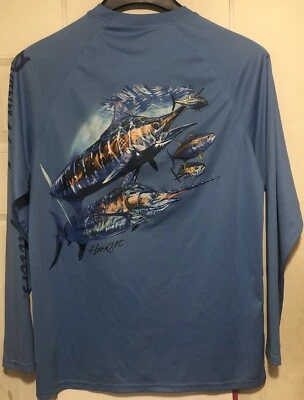 Camisa de Pesca Bimini Bay Outfitters Performance M Gancho-M' Pez Espada Azul Océano Foto 1 de 4
