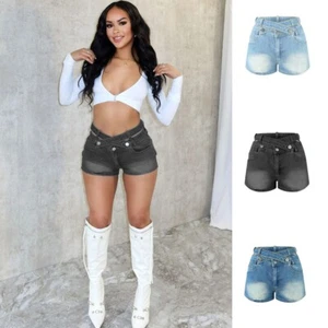 Women Cross Shorts For High Waisted Classic Casual Jeans Stretchy Denim Jorts - Picture 1 of 26
