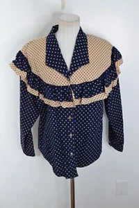 Vtg Roughrider Shirt Large Women’s Cowgirl Western Shirt USA Made Stars Ruffle - Picture 1 of 6