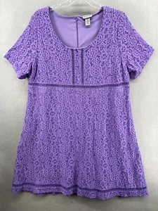Vestido Catherines Mujer Talla 2X Línea A Púrpura Encaje Mangas Cortas Forrado Mangas Cortas - Imagen 1 de 15