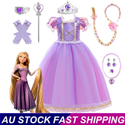 Kids Rapunzel Costume Fancy Tangled Princess Dress Book Week Halloween Cosplay - image 1 of 4