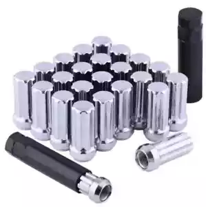 24 PC 14X1.5 Lug Nuts Chrome 7-Spline Compatible with Chevy GMC Aftermarket Whee - Picture 1 of 14