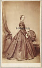 CDV BEAUTIFUL LADY IN DRESS BY THOMSON LIVERPOOL AT CHAIR TABLE CURTAIN HAIR