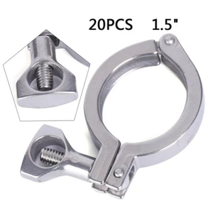 Paquete de 20 trébol sanitario de tres abrazaderas de 1,5" para virola OD de 50,5 mm de acero inoxidable 304 - Imagen 1 de 10