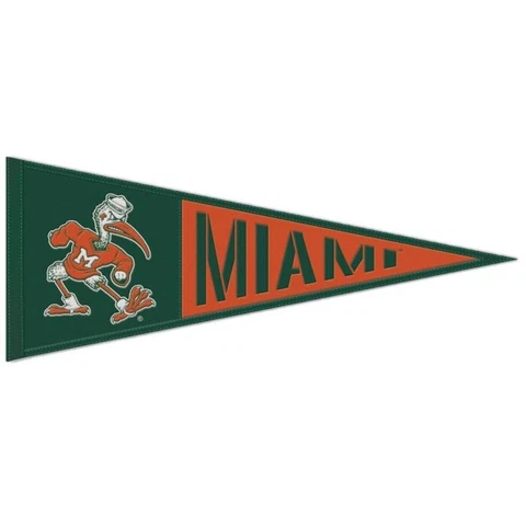 Miami Hurricanes Throwback NCAA Embroidered Wool 13" X 32" Pennant Cover