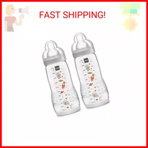 MAM Easy Active Bottle 11 oz (2-Count), Fast Flow Bottles, 4+ Month, Unisex, Gra - Picture 1 of 2