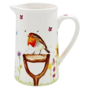 Garden Birds Fine China Water Jug Serving Decorative Table Floral Ceramic Vase - Picture 1 of 3