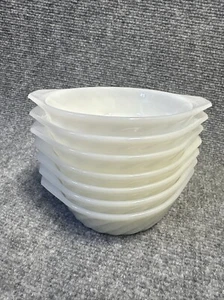 Vtg Anchor Hocking x7 White Small Casserole Ovenware Fire King MCM Swirl Tabbed - Picture 1 of 8