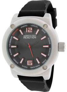 NEW Kenneth Cole Reaction RK1381 Black Silicone WatchNO BOX / NO BATTERY