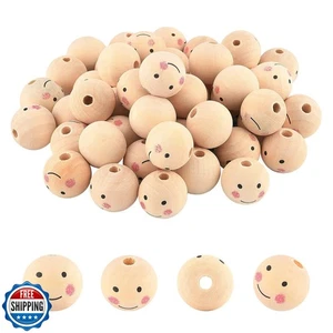 PH PandaHall 50pcs Wooden Beads 1 inch Wood Beads Natural Wood Bead Loose Bea - Picture 1 of 5