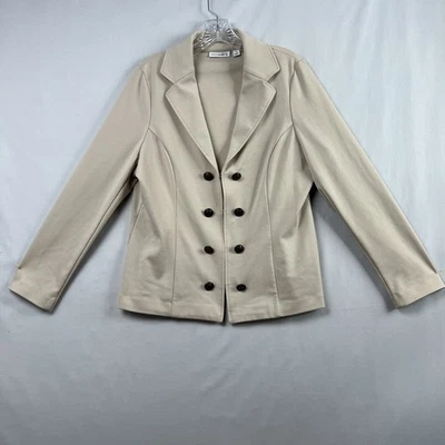 Blazer Susan Graver Mujer Mediano Doble Pecho Tejido Elastizado Marfil Carrera Foto 1 de 4