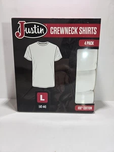 Justin 4 Pack Crewneck Shirts L 42-44 New In Box - Picture 1 of 2