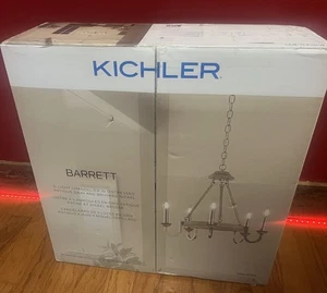 KICHLER Barrett 5-Light Brushed Nickel Chandelier with Antique Gray Accents NIB - Picture 1 of 10