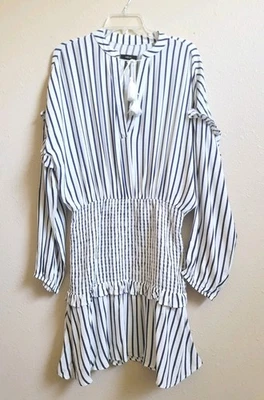 Minivestido para mujer AQUA con rayas azules/blancas talla L Foto 1 de 4