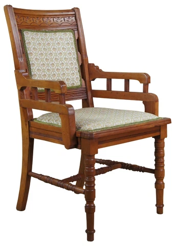 Antique 19th C. Eastlake Victorian Aesthetic Movement Walnut Parlor Arm Chair Cover