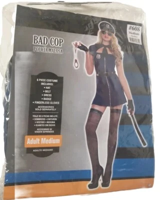 Bad Cop Costume Adult Sz Medium (6-8) By Amscan New  Cosplay Halloween Costume  - Image 1 of 4