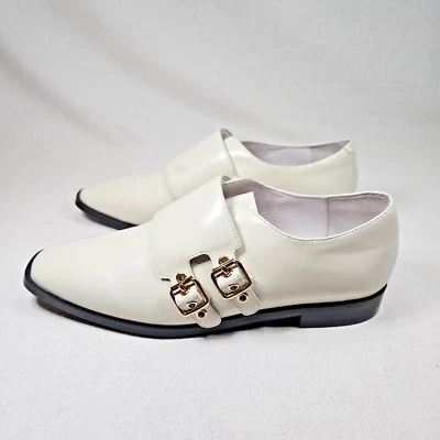 Mocasines Jeffrey Campbell TALLA 9 Blanco Charol Liso Hebilla **LEER** Foto 1 de 4