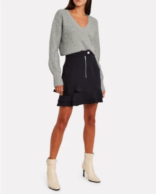 Minifalda Derek Lam 10 Crosby Azul Medianoche Volantes Talla EE. UU. 8 Ret. $350 Foto 1 de 4