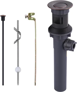 Bathroom Sink Drain with Lift Rod, Oil Rubbed Bronze Sink Drain with Overflow, - Picture 1 of 12