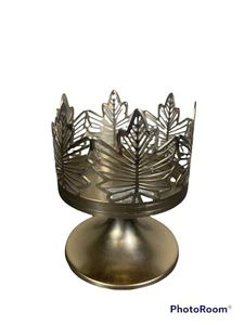 1 Bath Body Works GOLD LEAF PEDESTAL Large 3-Wick Candle Holder 14.5 oz Sleeve - Picture 1 of 4