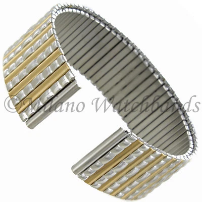 18mm & 20mm Hirsch Stainless Steel Two-Tone Twist-O-Fl​ex Men's Watch Band 513 - Image 1 of 4
