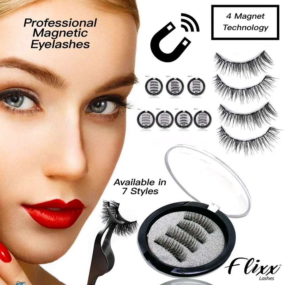 FLIXX LASHES Profi Magnet Wimpern - 4/3 x Magnet Fake False Lashes Set Kit ohne Kleber