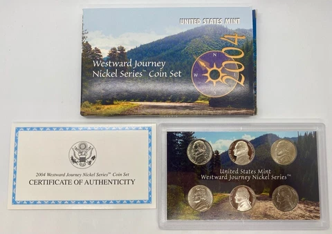 2004 P D S US Mint Westward Journey Nickel Series Coin 6 Coin Set Box and COA Cover