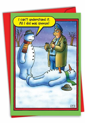 1 Funny Christmas Card with Envelope - Snowman Sneeze 5706 - Image 1 of 4