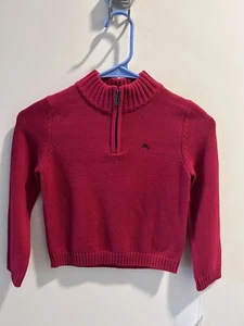 Tommy Bahama Sweater 1/4 Zip Boys XS 4 Kids Red Long Sleeve Mock Neck Preppy - Picture 1 of 4