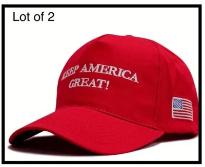 Trump 2024 Trump Keep America Great Again Sombrero con Bandera Lateral Sombrero Rojo Gorra de Béisbol 2 Foto 1 de 4