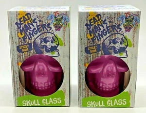 2 X PINK DEAD MANS FINGERS SPICED RUM SKULL GLASSES PUB HOME TWO PAIR HALLOWEEN - Picture 1 of 4