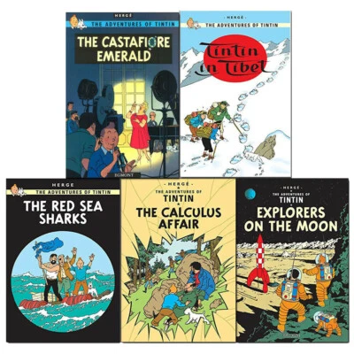 Adventures of Tintin  Series 4 Collection 5 Books Set Explorers on the Moon NEW - Image 1 of 4