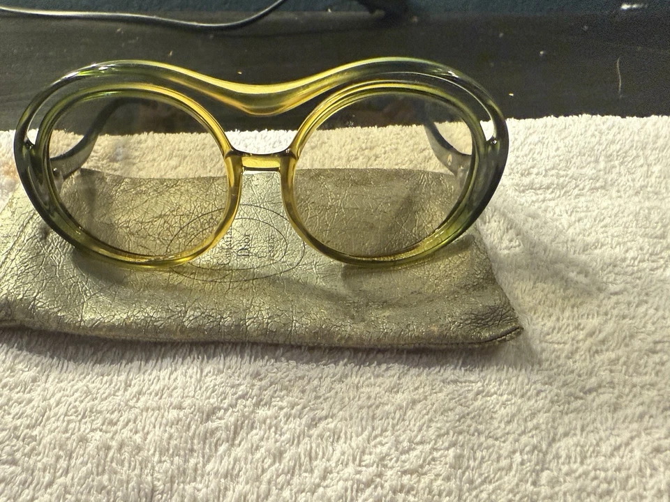 Christian Dior Vintage Sunglasses 1970s - Oversized Round / Optyl - Yellow Green - Image 1 of 4