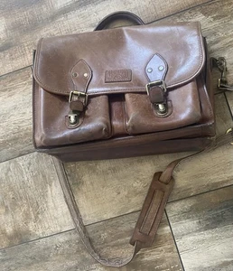 Duluth Trading Co Leather Briefcase Messenger Billionaire Bag “” WELL WORN “” - Picture 1 of 12