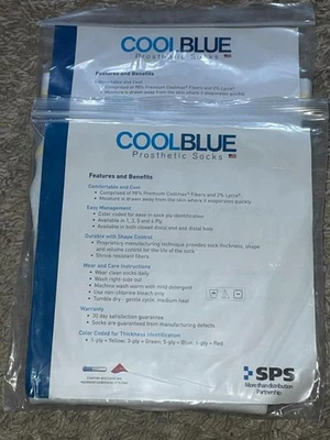 Lote de 2 paquetes de calcetines protésicos azules geniales lote 1 capa talla 3 4 longitud 22-28 NUEVO Foto 1 de 2